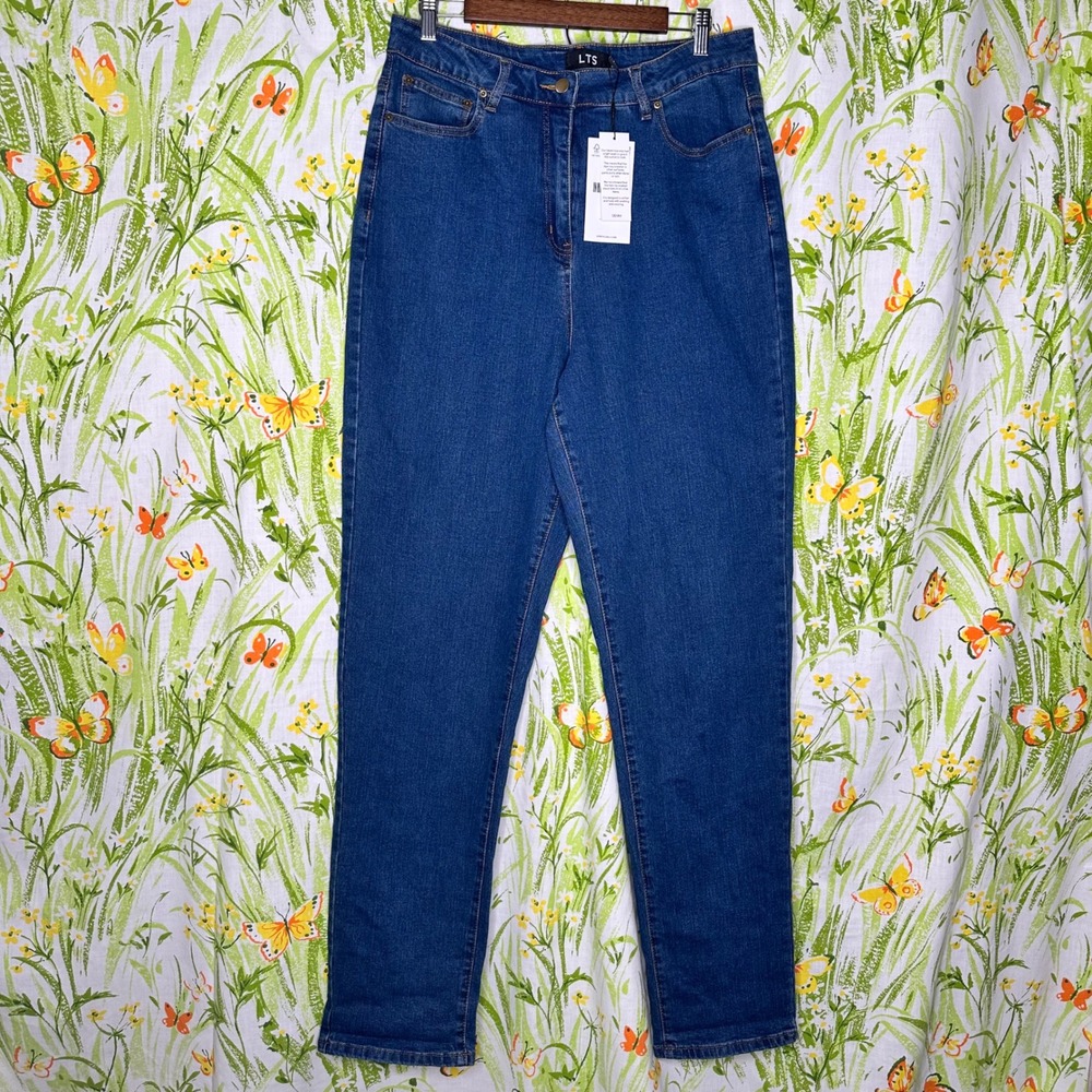 Long Tall Sally Womens High Rise Straight Leg Jeans Blue US 14 NWT 33.5 Inseam